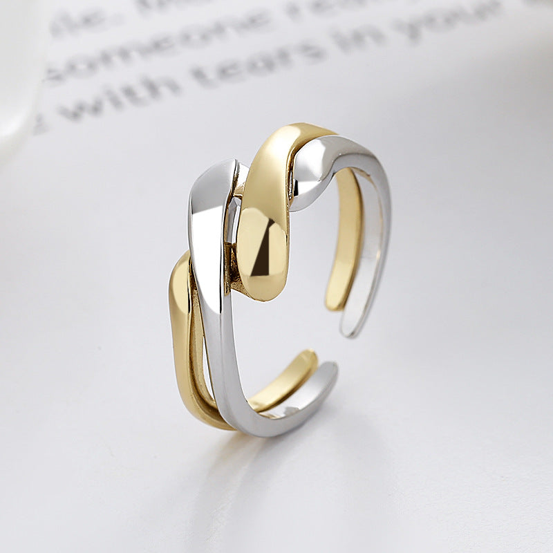 Twist punk irregular water ripple ring