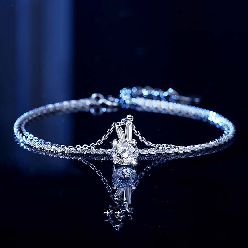 Moon Rabbit 1 carat Mossan Stone Bracelet