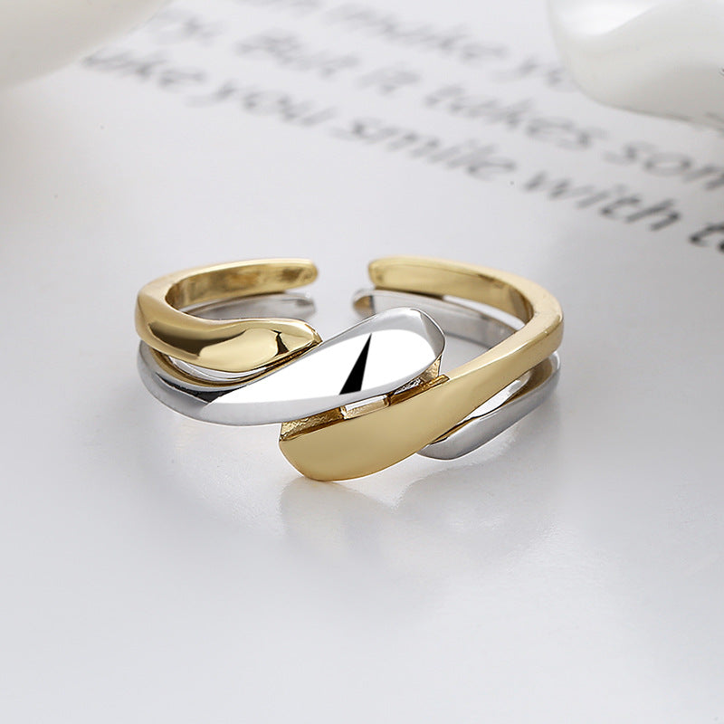 Twist punk irregular water ripple ring