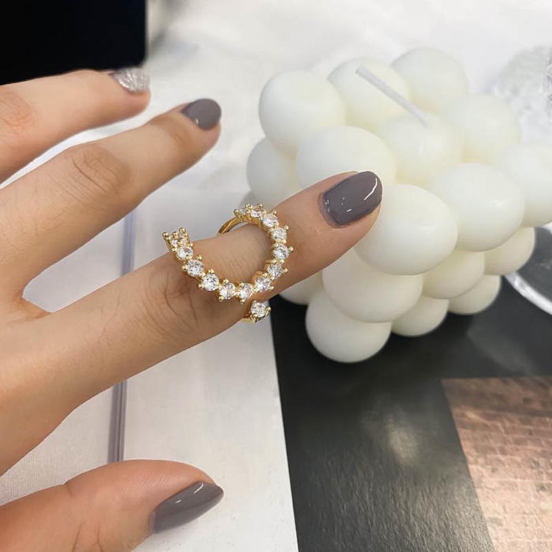 Gradient Crescent Rhinestone Ring