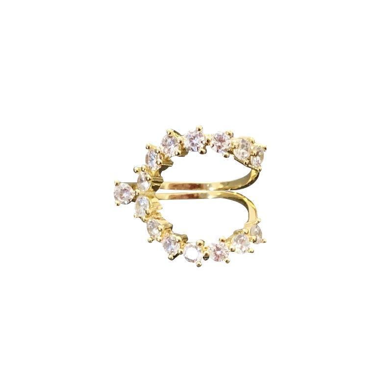 Gradient Crescent Rhinestone Ring