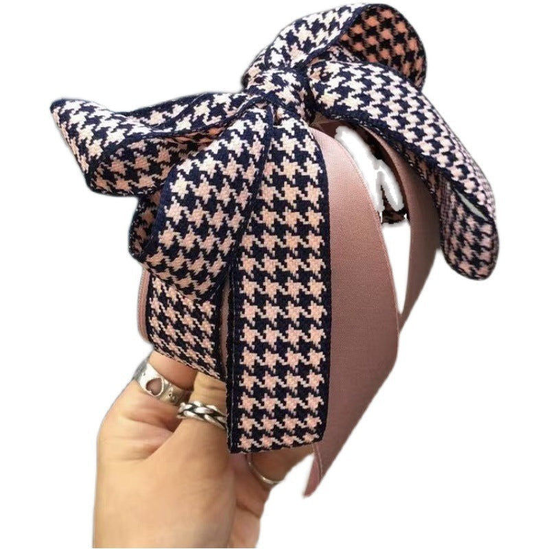 Houndstooth Bow Ribbon Banana Clip