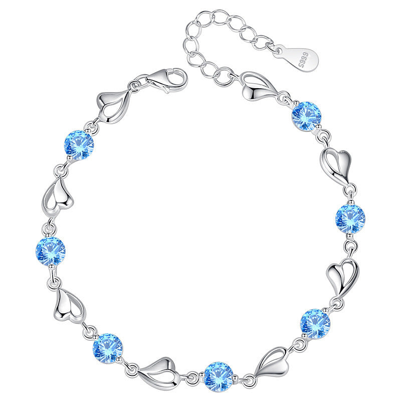 Heart of the Ocean Sterling Silver Austrian Crystal Bracelet