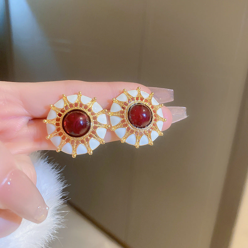 Three-color elegant crystal earrings